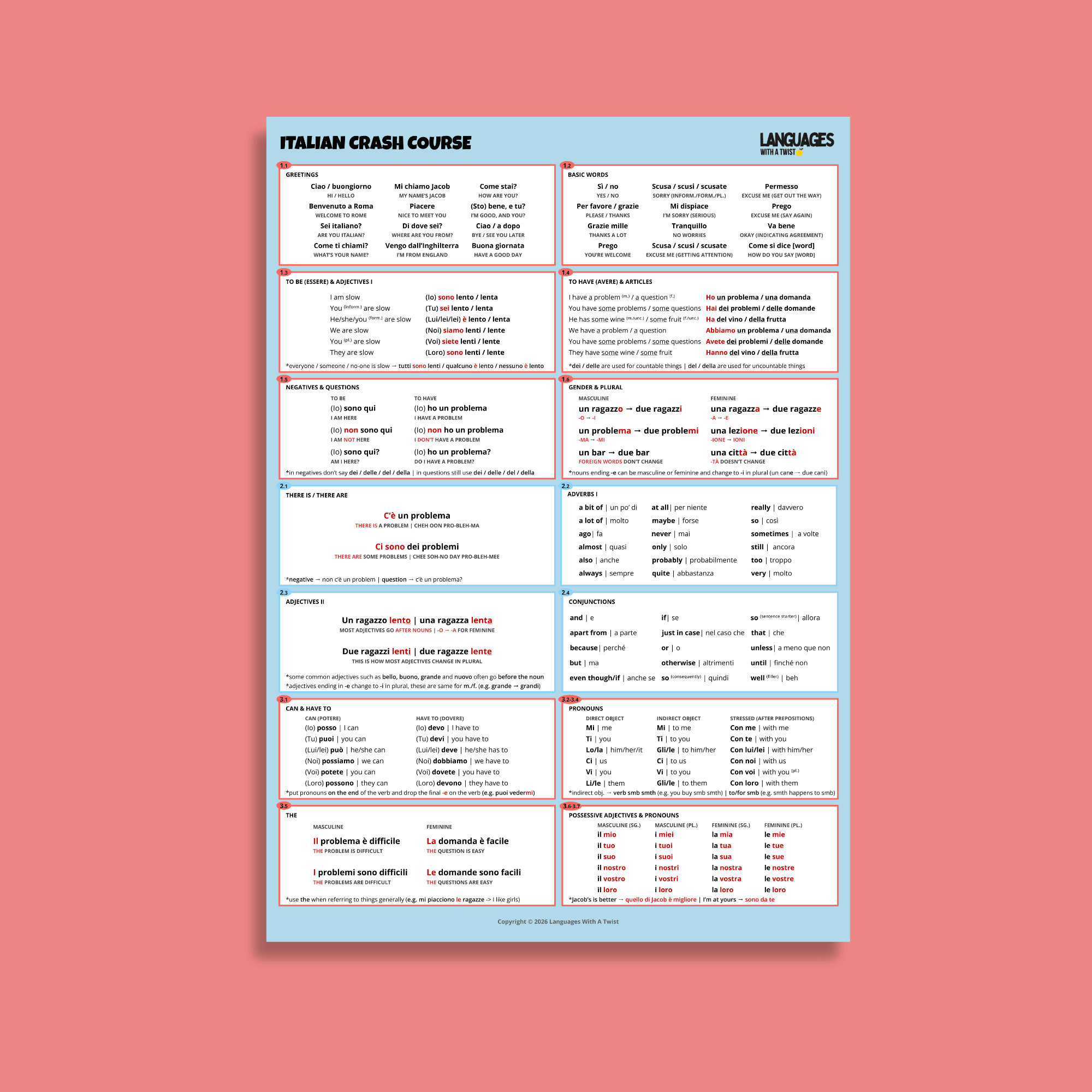 Italian Crash Course leaflet