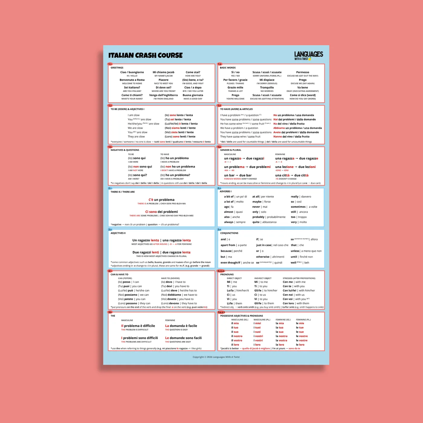 Italian Crash Course leaflet